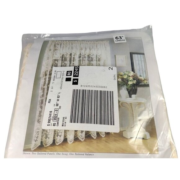 (2) Lorraine Home Fashions Floral Vine Style #6924 Ivory 60" W x 63" L Panels - Picture 7 of 12